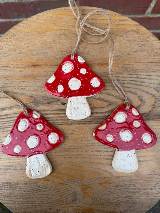 Ceramic Toadstool - Red with with Spots